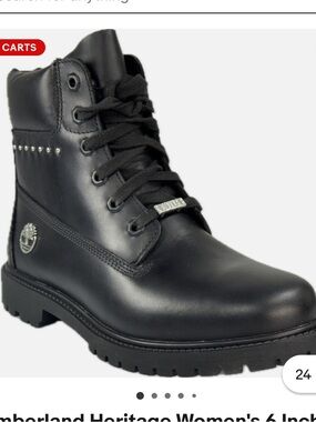 Timberland Heritage Women's 6 Inch Premium Black Leather Waterproof Boots, A5MJA